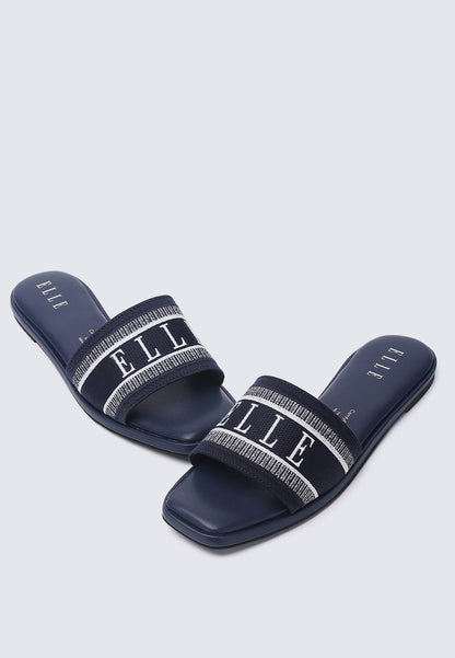 Renee Comfy Fit Footbed Microfiber Leather Sandals In Navy