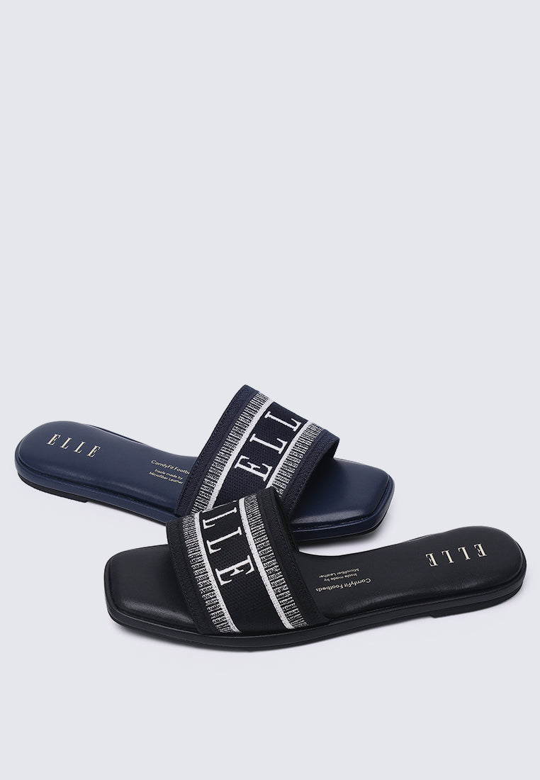 Renee Comfy Fit Footbed Microfiber Leather Sandals In Navy