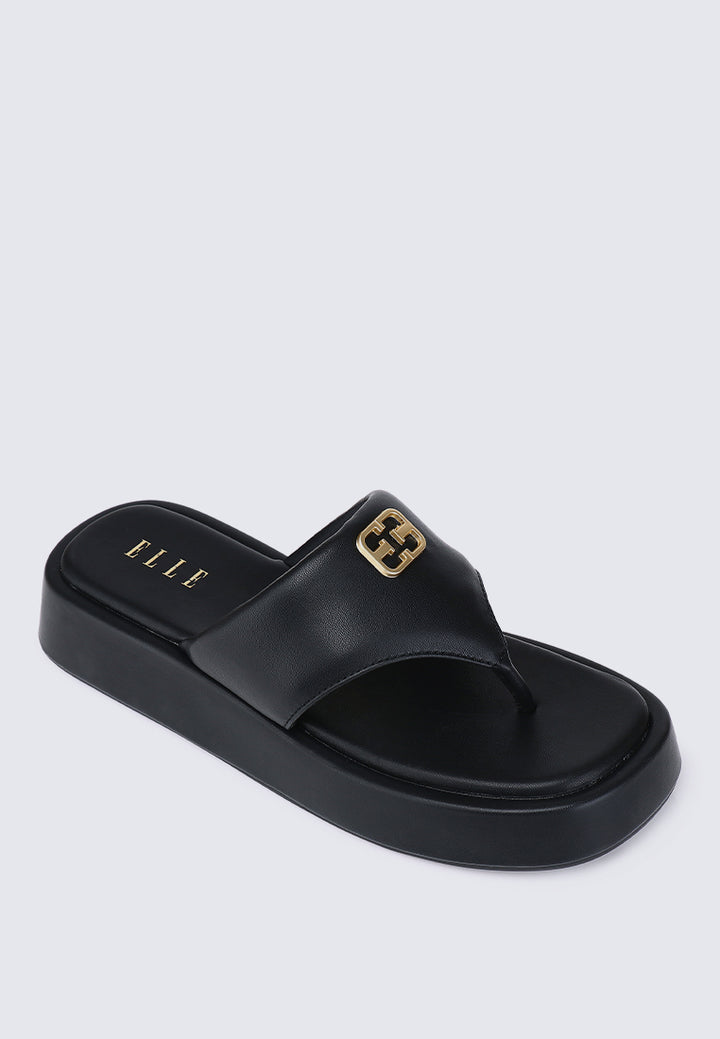 Daphne Comfy Fit Footbed Microfiber Leather Sandals In Black – alternate view