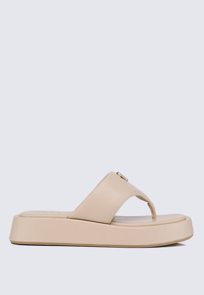 Daphne Comfy Fit Footbed Microfiber Leather Sandals In Nude