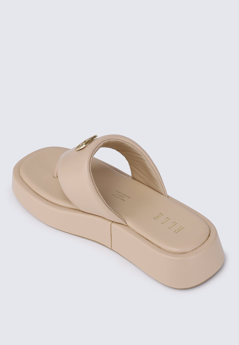 Daphne Comfy Fit Footbed Microfiber Leather Sandals In Nude