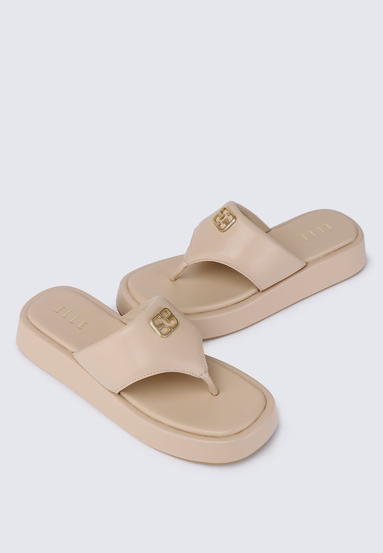 Daphne Comfy Fit Footbed Microfiber Leather Sandals In Nude