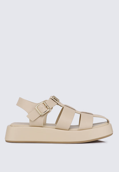 Elise Comfy Fit Footbed Microfiber Leather Sandals In Almond