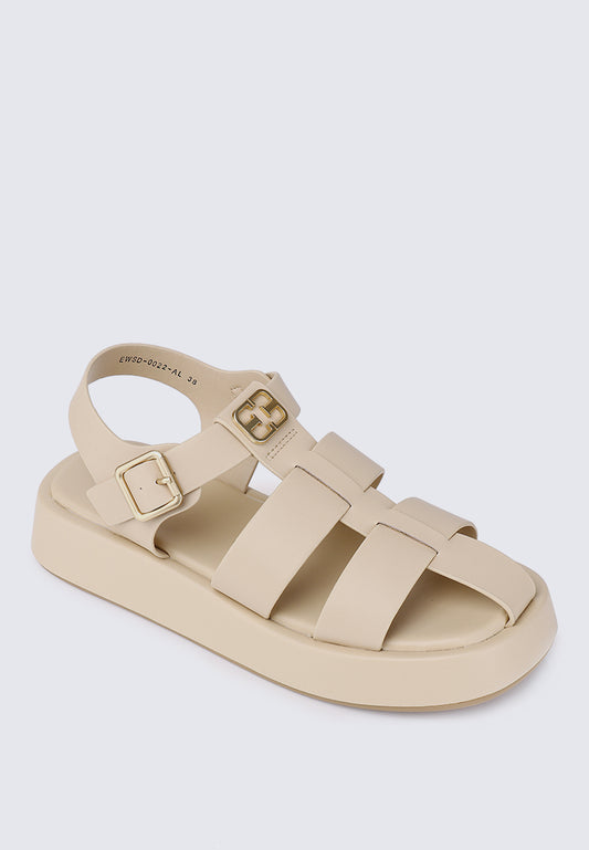 Elise Comfy Fit Footbed Microfiber Leather Sandals In Almond