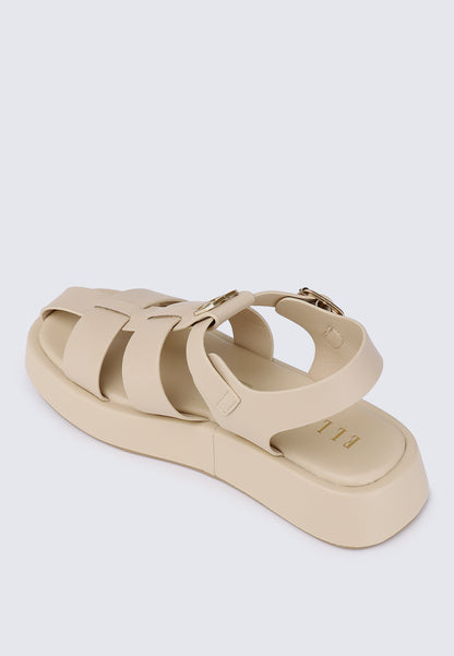 Elise Comfy Fit Footbed Microfiber Leather Sandals In Almond