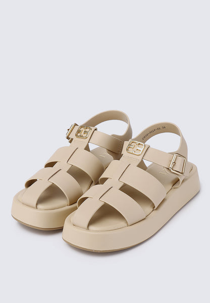 Elise Comfy Fit Footbed Microfiber Leather Sandals In Almond