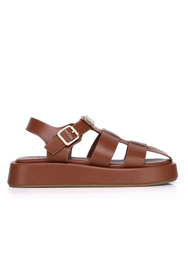 Elise Comfy Fit Footbed Microfiber Leather Sandals In Tan