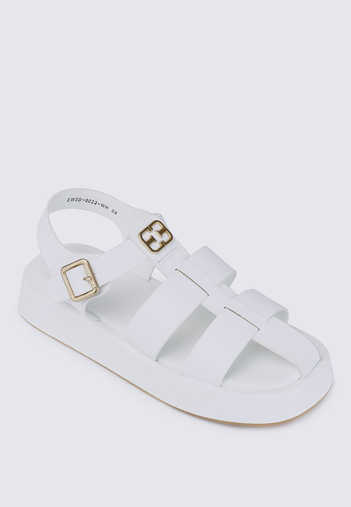 Elise Comfy Fit Footbed Microfiber Leather Sandals In White – alternate view
