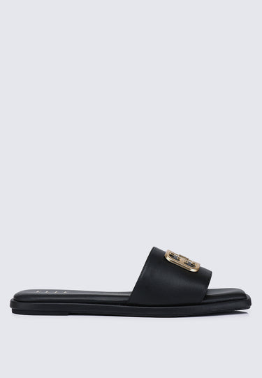 Lea Comfy Fit Footbed Microfiber Leather Sandals In Black