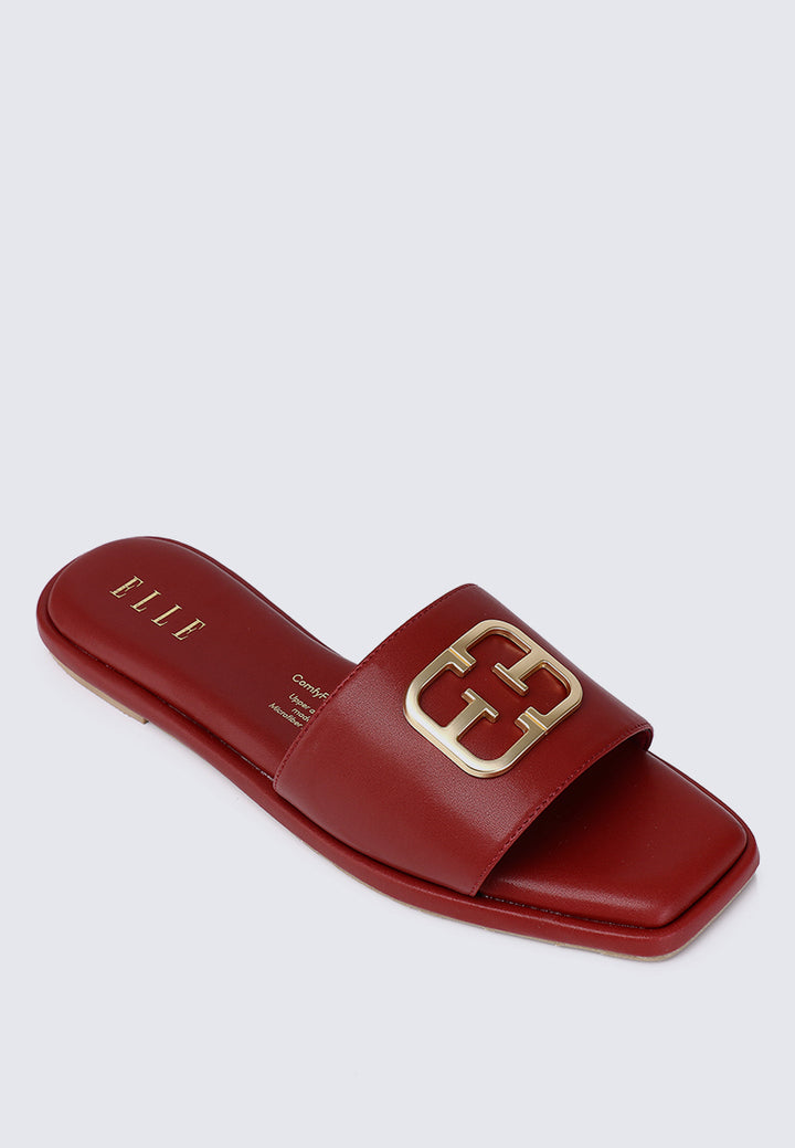 Lea Comfy Fit Footbed Microfiber Leather Sandals In Brick Red – alternate view