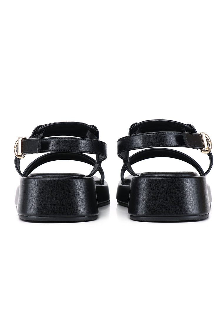 Claudette Comfy Fit Footbed Microfiber Leather Sandals In Black