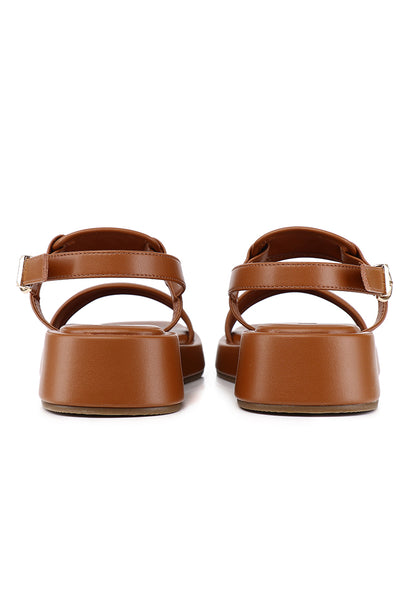 Claudette Comfy Fit Footbed Microfiber Leather Sandals In Tan