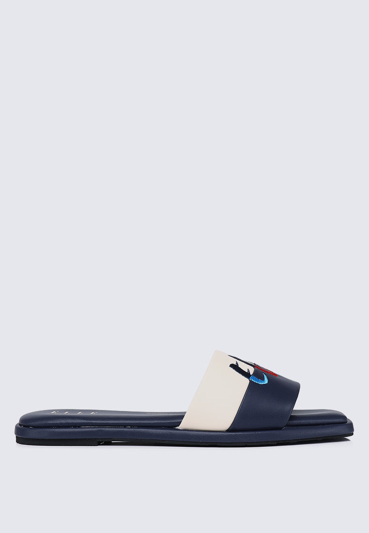 Seine Comfy Fit Footbed Microfiber Leather Sandals In Navy