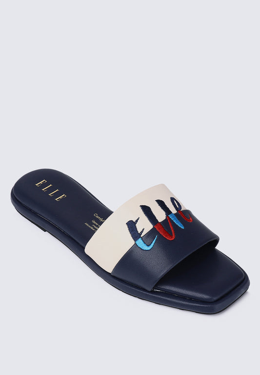 Seine Comfy Fit Footbed Microfiber Leather Sandals In Navy