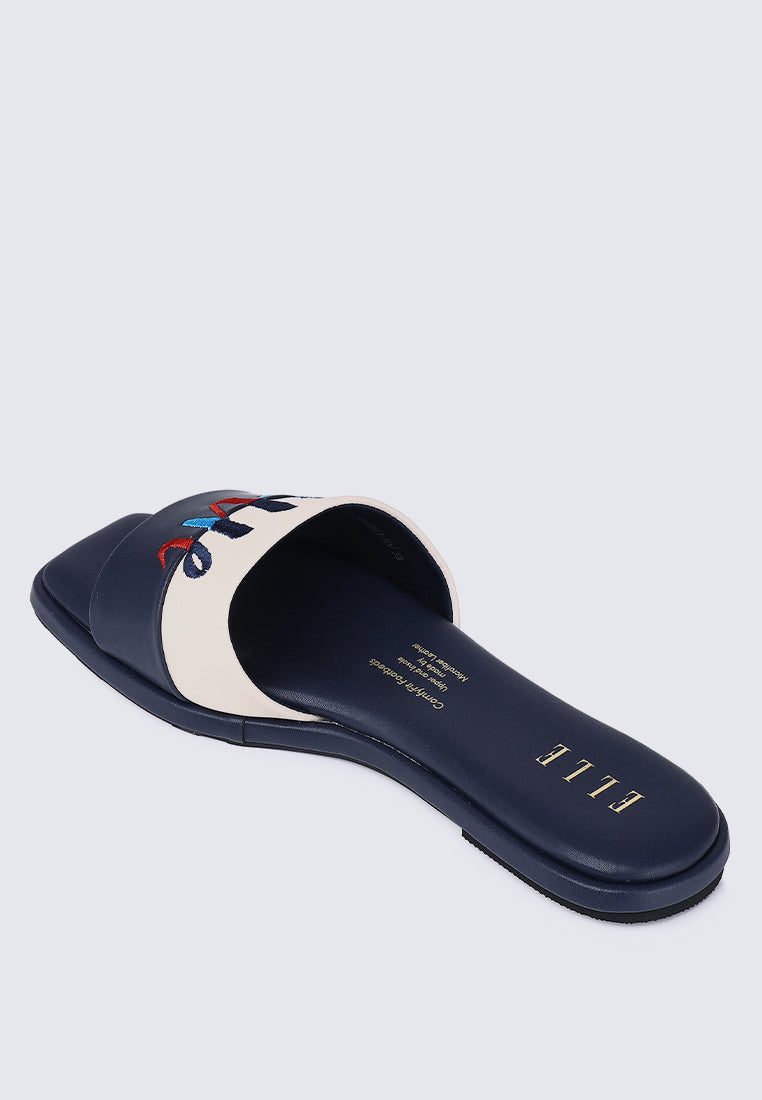 Seine Comfy Fit Footbed Microfiber Leather Sandals In Navy