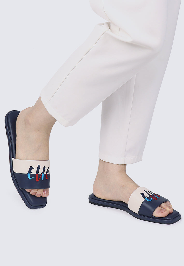 Seine Comfy Fit Footbed Microfiber Leather Sandals In Navy