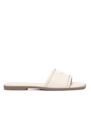 Therese Comfy Fit Footbed Microfiber Leather Sandals In Beige