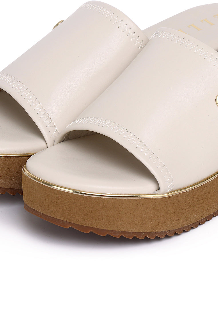 Emma Comfy Fit Footbed Sandals In Beige