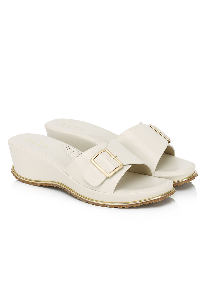 Elayne Comfy Fit Footbed Sandals In Beige – alternate view