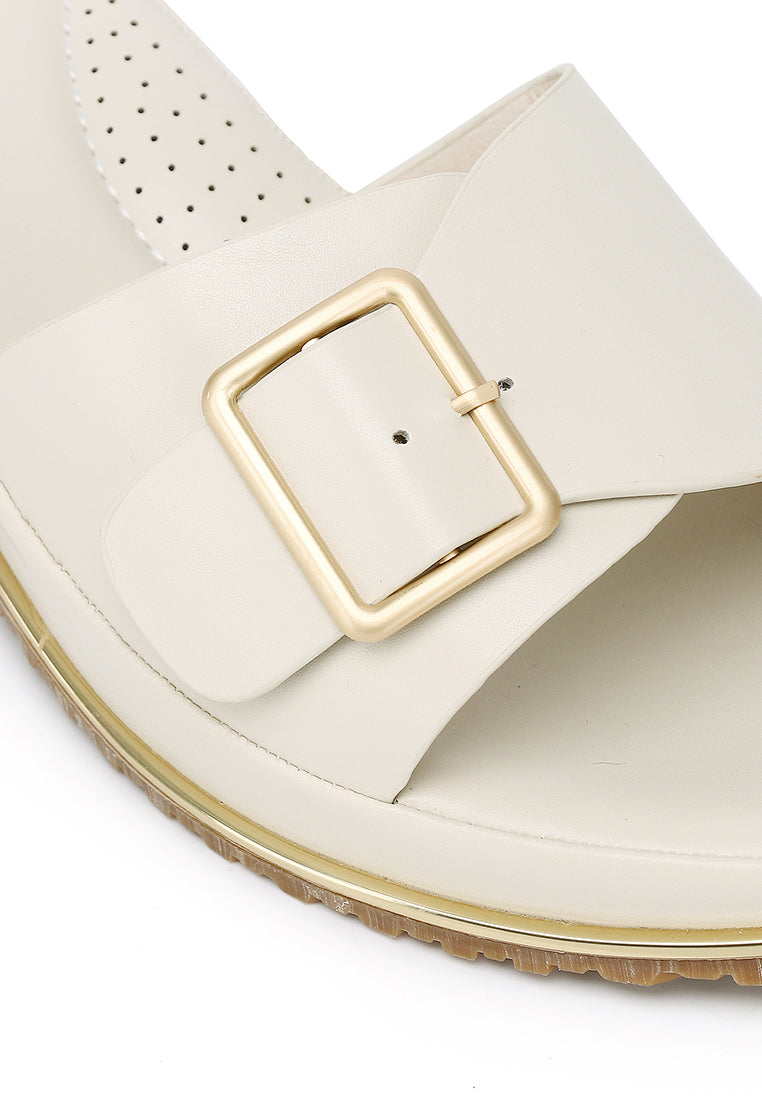 Elayne Comfy Fit Footbed Sandals In Beige