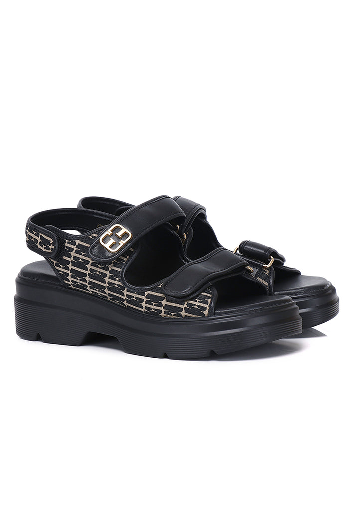 Geneve Comfy Fit Footbed Microfiber Leather Sandals In Black – alternate view