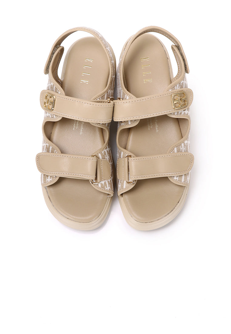 Geneve Comfy Fit Footbed Microfiber Leather Sandals In Khaki