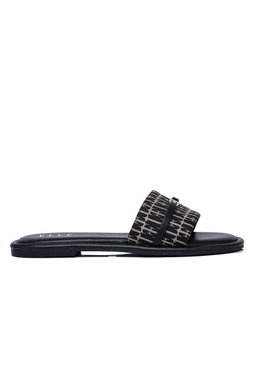 Lucie Comfy Fit Footbed Microfiber Leather Sandals In Black
