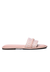 Lucie Comfy Fit Footbed Microfiber Leather Sandals In Blush