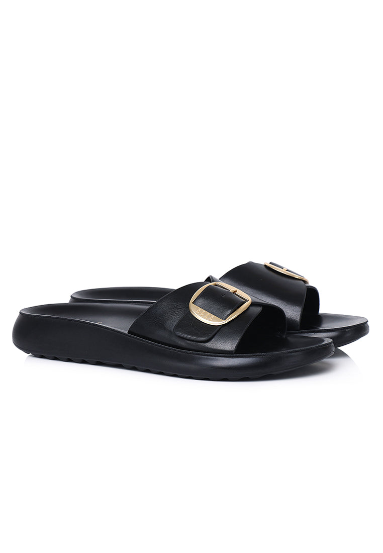 Mia Comfy Fit Footbed Sandals In Black