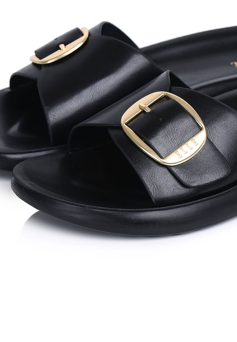 Mia Comfy Fit Footbed Sandals In Black