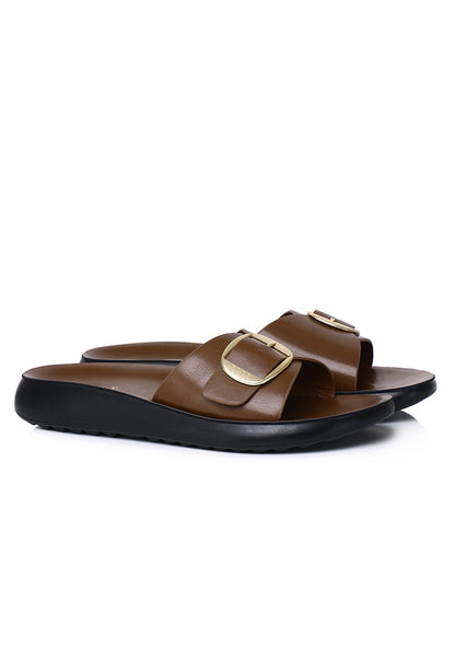 Mia Comfy Fit Footbed Sandals In Tan