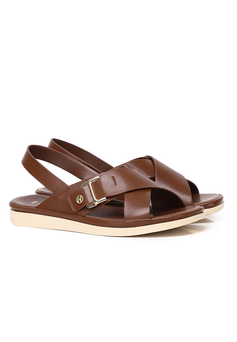 Cleore Comfy Fit Footbed Sandals In Tan