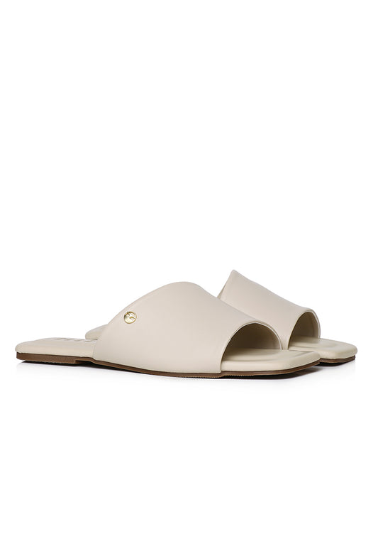 Claire Comfy Fit Footbed Sandals In Beige