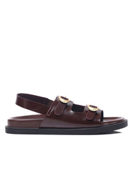Manon Comfy Fit Footbed Microfiber Leather Sandals In Brown