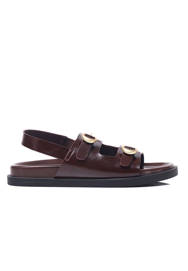 Manon Comfy Fit Footbed Microfiber Leather Sandals In Brown