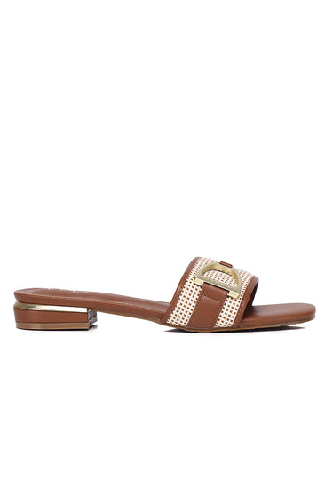 Sonia Comfy Fit Footbed Microfiber Leather Sandals In Tan