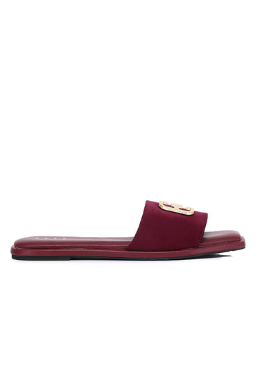 Lea Faux Suede Comfy Fit Footbed Microfiber Leather Sandals In Maroon