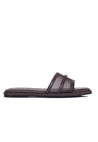 Marine Mesh Comfy Fit Footbed Microfiber Leather Sandals In Coffee