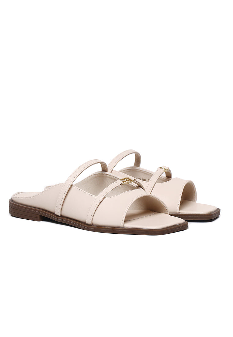 Serra Comfy Fit Footbed Microfiber Leather Sandals In Beige