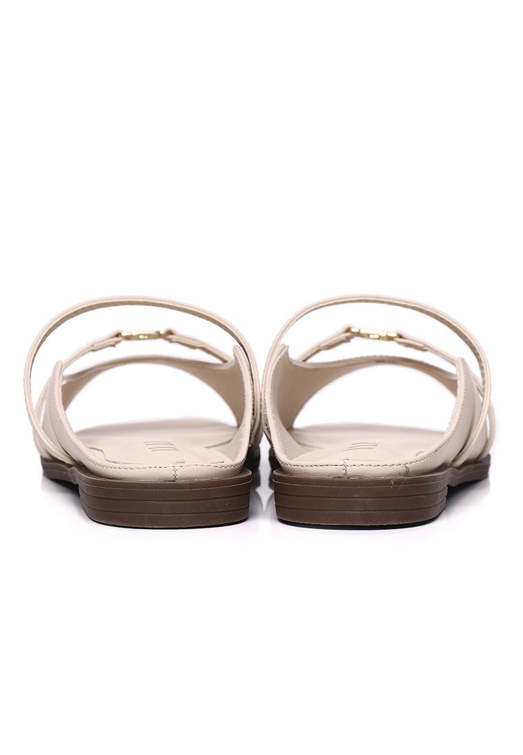 Serra Comfy Fit Footbed Microfiber Leather Sandals In Beige