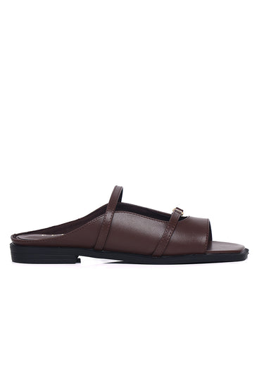 Serra Comfy Fit Footbed Microfiber Leather Sandals In Coffee