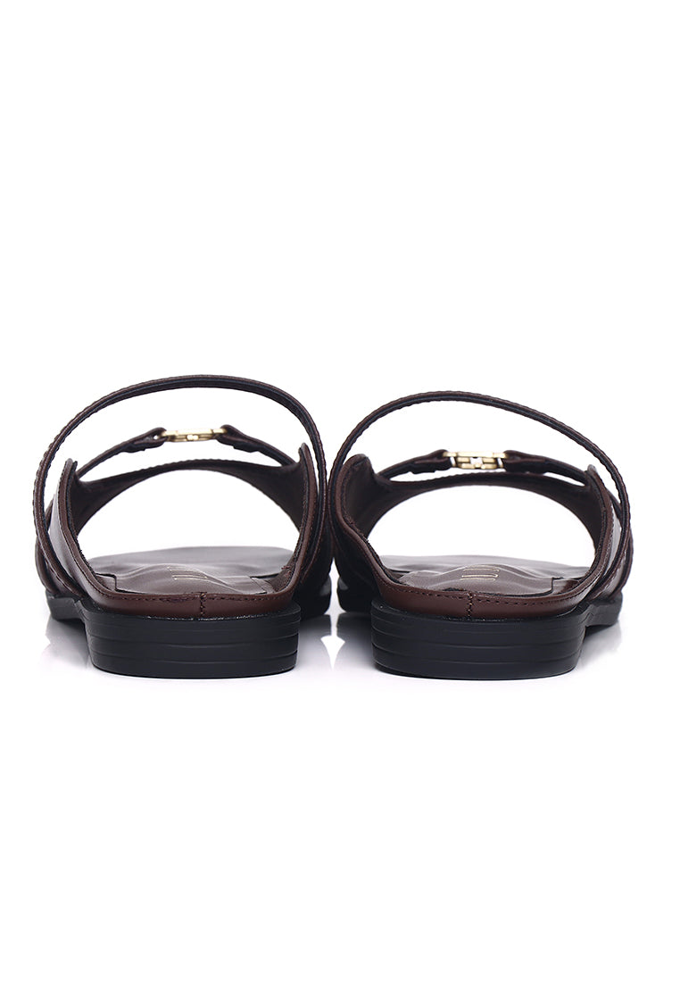 Serra Comfy Fit Footbed Microfiber Leather Sandals In Coffee