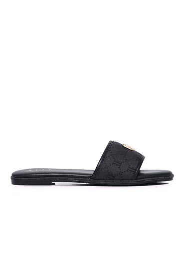 Trace Comfy Fit Footbed Microfiber Leather Sandals In Black