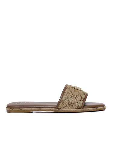 Trace Comfy Fit Footbed Microfiber Leather Sandals In Brown
