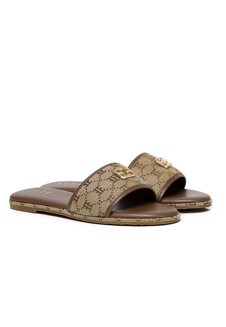 Trace Comfy Fit Footbed Microfiber Leather Sandals In Brown