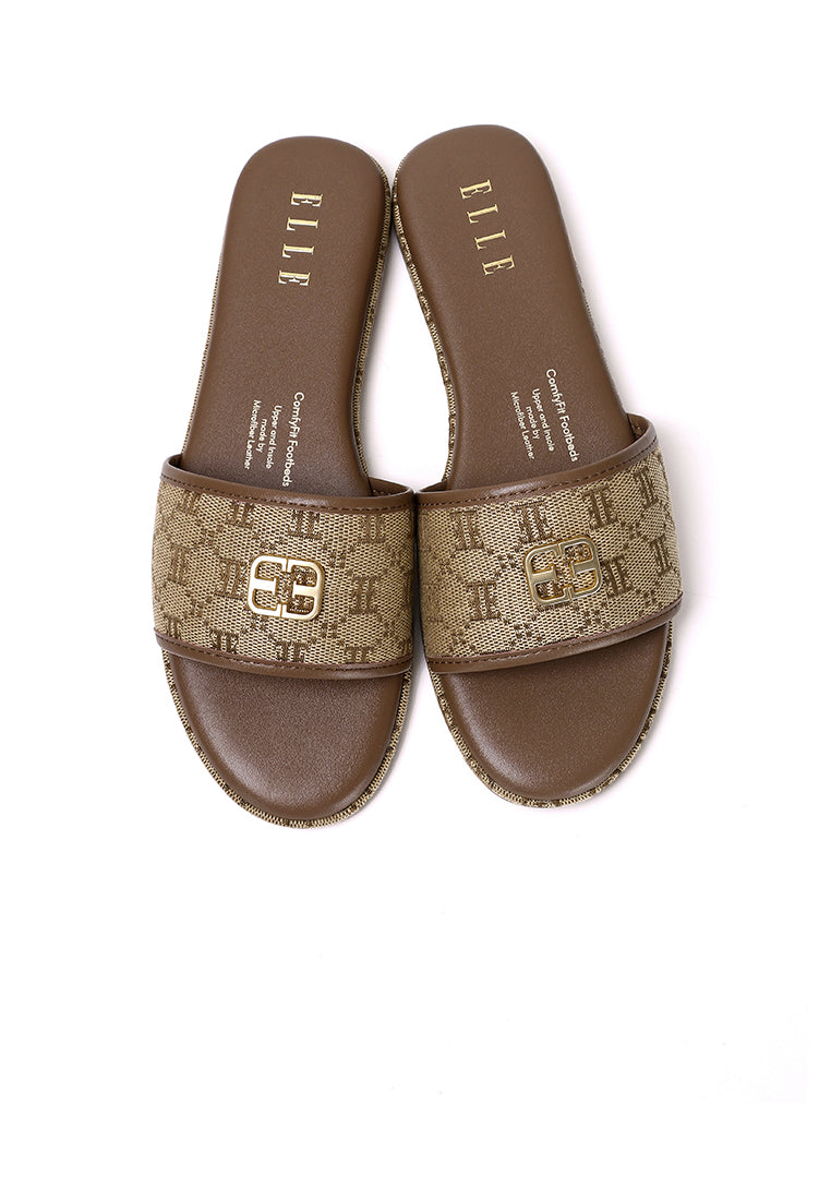 Trace Comfy Fit Footbed Microfiber Leather Sandals In Brown