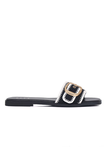 Aurore Comfy Fit Footbed Microfiber Leather Sandals In Black