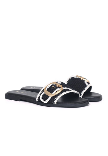 Aurore Comfy Fit Footbed Microfiber Leather Sandals In Black