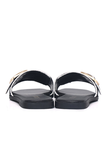 Aurore Comfy Fit Footbed Microfiber Leather Sandals In Black