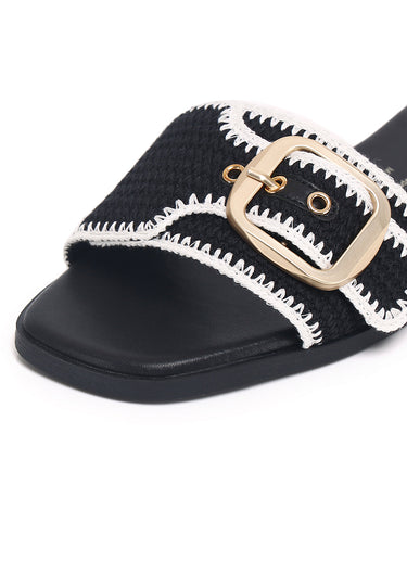 Aurore Comfy Fit Footbed Microfiber Leather Sandals In Black